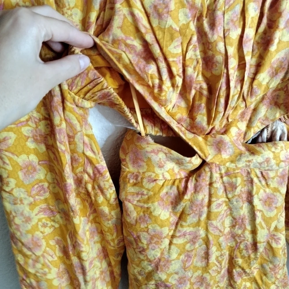 Free People Jael Printed Mini Dress In Golden Combo sz S